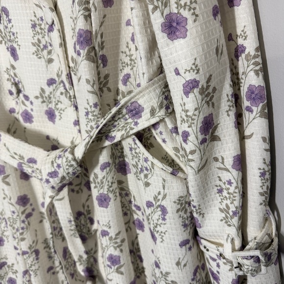 Ivy City Co LARGE Cream Lavender Floral Full Length Belted Maxine Coat NEW - Picture 5 of 10